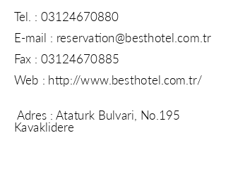 Best Hotel iletiim bilgileri